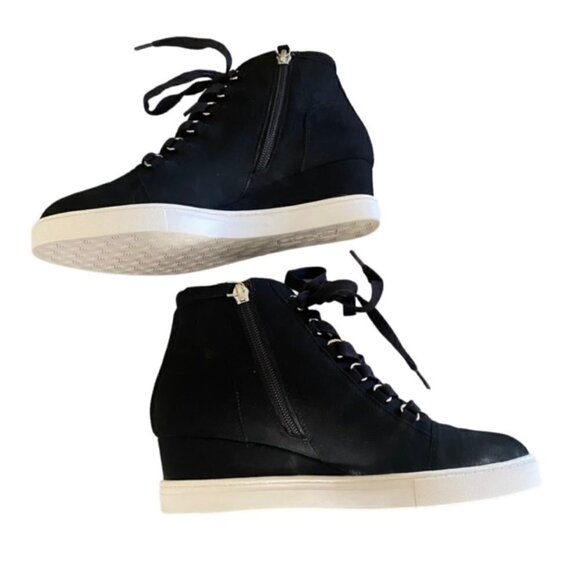 Linea Paola Brenna Black Suede Wedge Bootie 6.5 - Picture 9 of 9